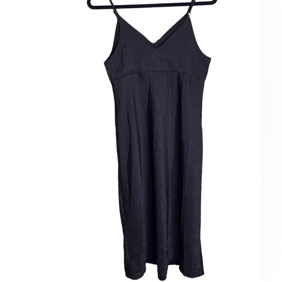 Y2K Black Satin Babydoll Midi Slip Dress Ruched Bust Whimsigoth Dark Romantic - Picture 4 of 10